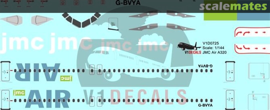 Boxart JMC Air Airbus A320 V1D0725-144 V1 Decals