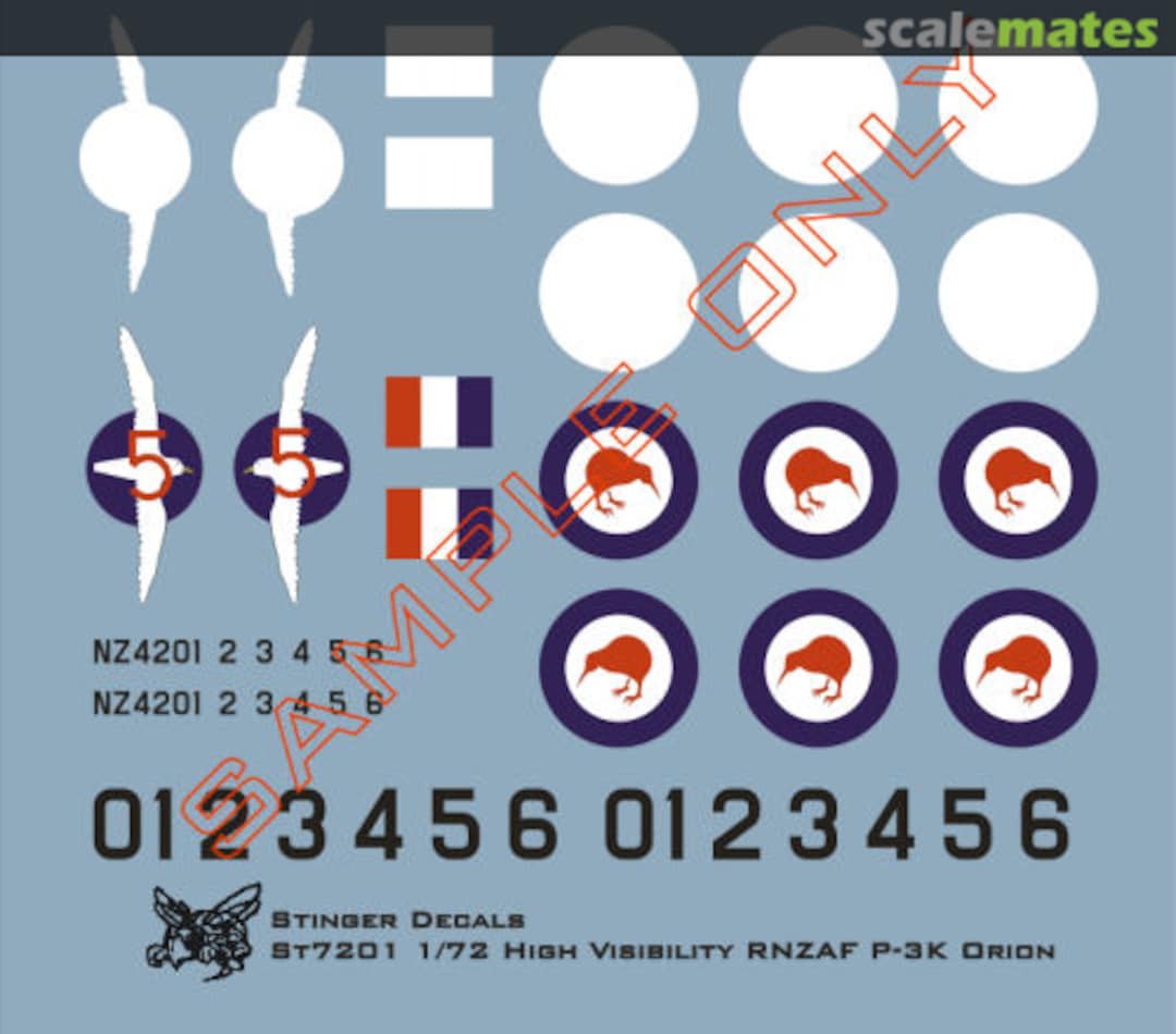 Boxart RNZAF P-3K Orion (High Vis Scheme) ST7201 Stinger Decals