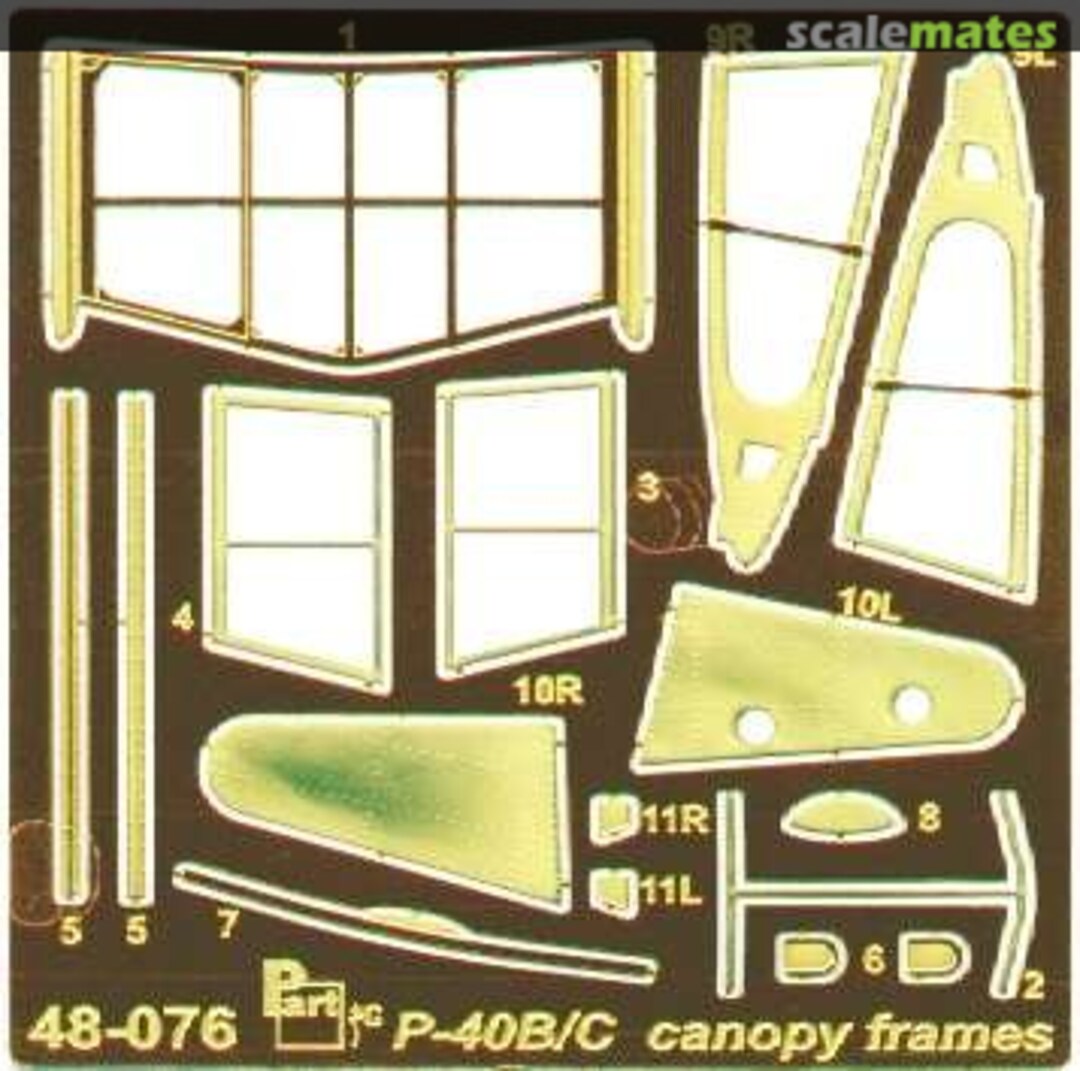 Boxart P-40B/C (canopy frames) S48-076 Part