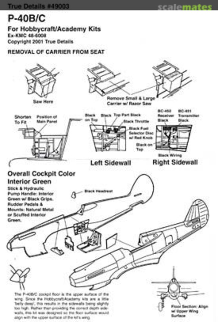 Boxart P-40B/C Cockpit 49003 True Details