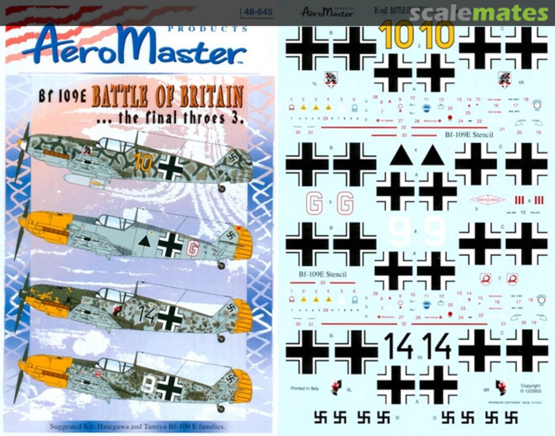 Boxart Bf 109E Battle of Britain...the Final Throes 3 48-645 AeroMaster