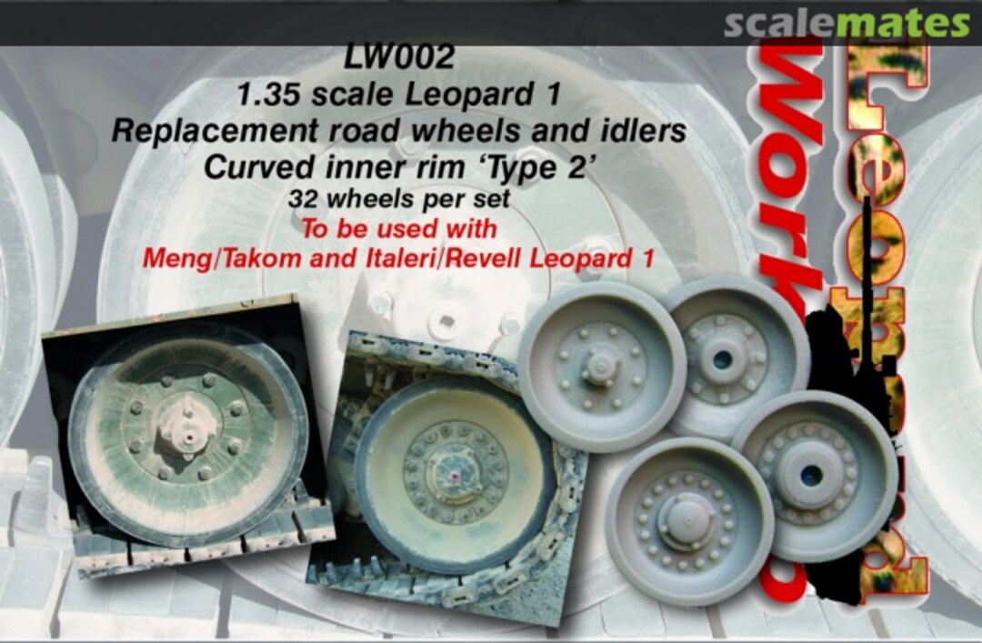 Boxart Leopard 1 Replacement Road Wheels and Idlers - Curved Inner Rim 'Type 2' LW002 Leopard Workshop