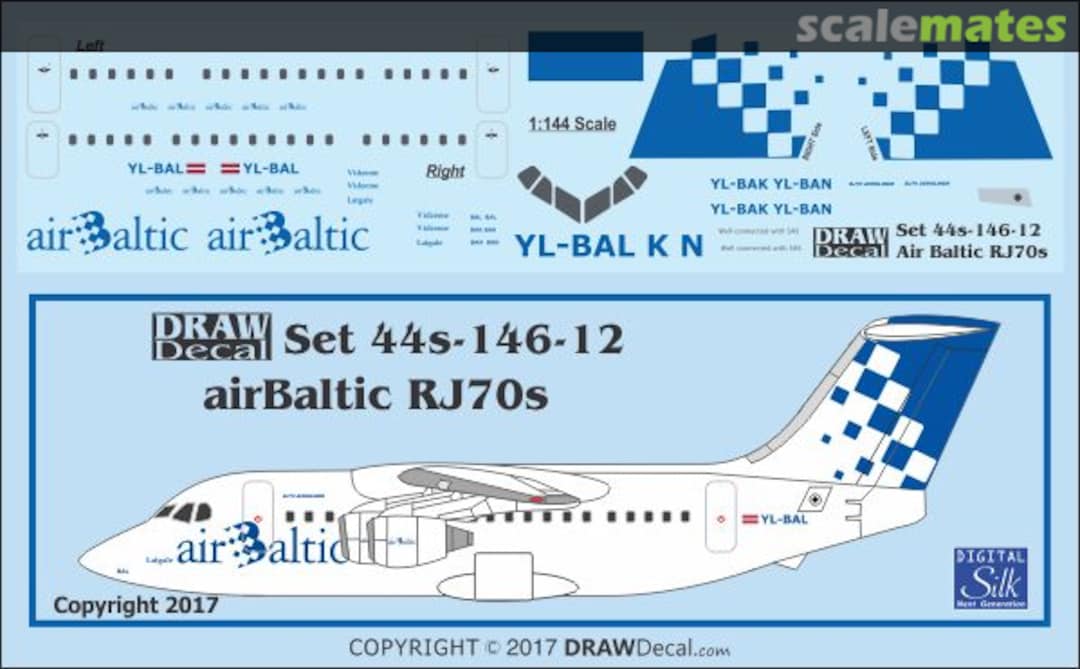 Boxart British Aerospace Avro RJ70 44-146-12 Draw Decal