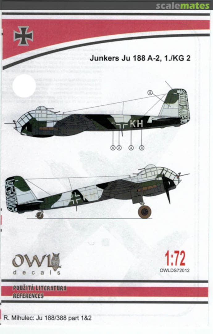 Boxart Junkers Ju 188 A-2, 1-/KG 2 OWLDS72012 OWL