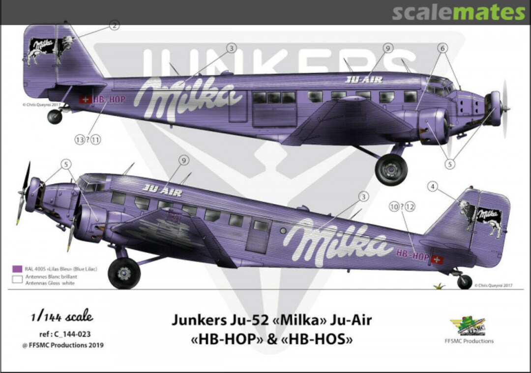 Boxart Junkers Ju-52 "Milka" Ju-Air P-144-023 FFSMC Productions