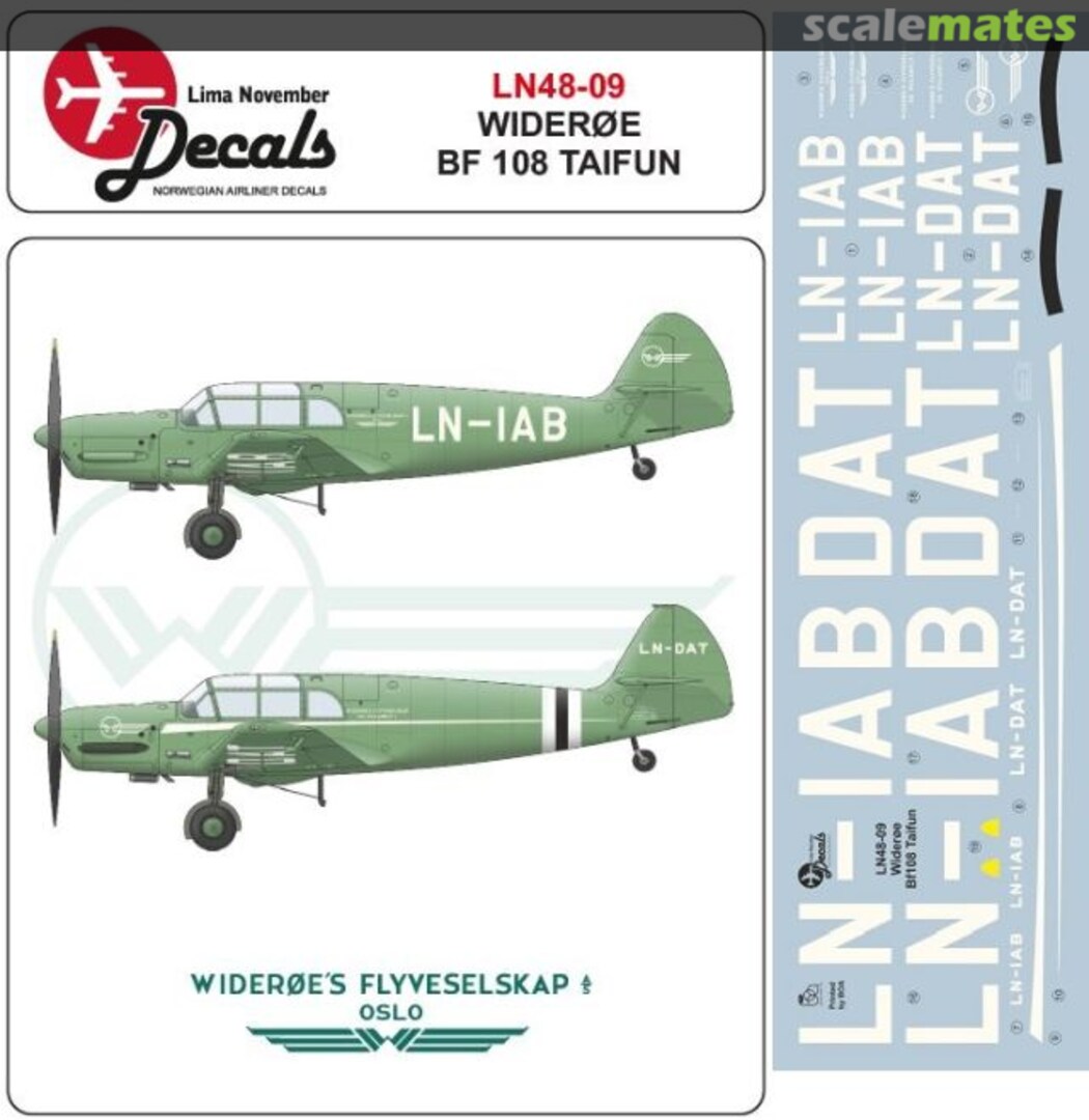 Boxart Wideroe BF 108 Taifun LN48-09 Lima November Decals