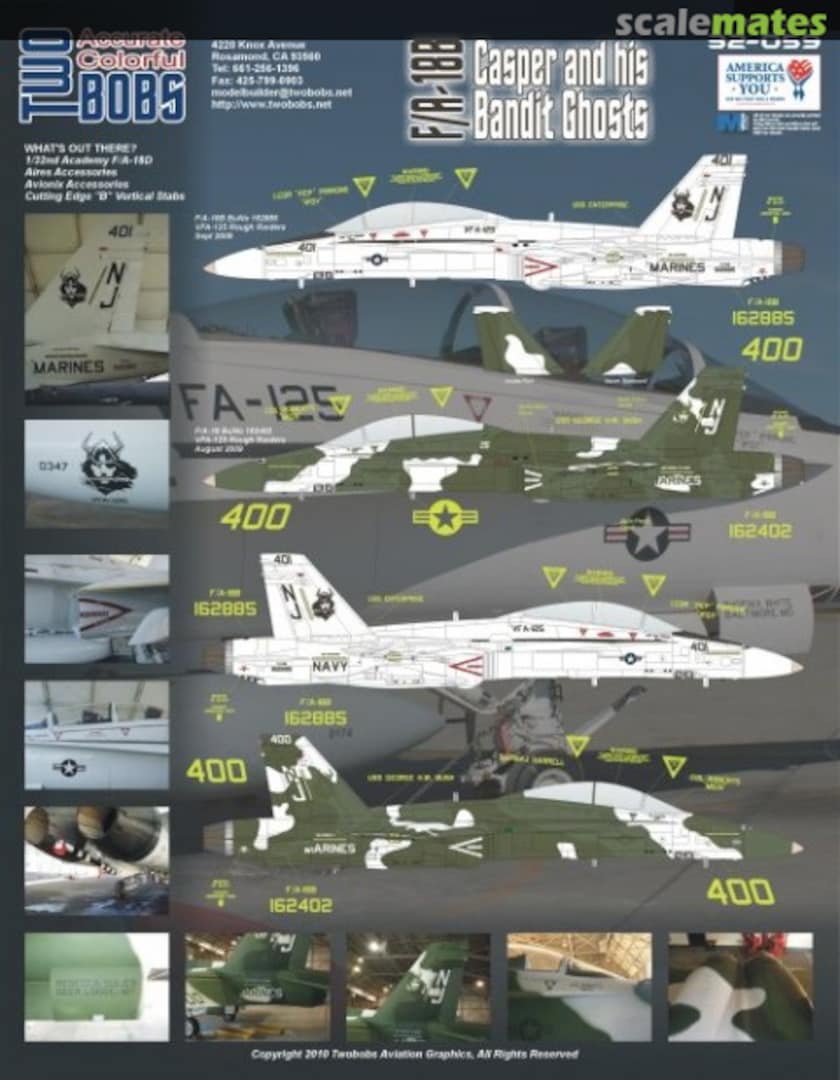 Boxart F/A-18B Casper and His Bandit Ghosts 32-059 TwoBobs Aviation Graphics