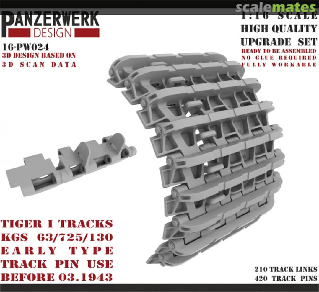 Boxart Tiger I Early tracks with early track pin 16-PW024 Panzerwerk design