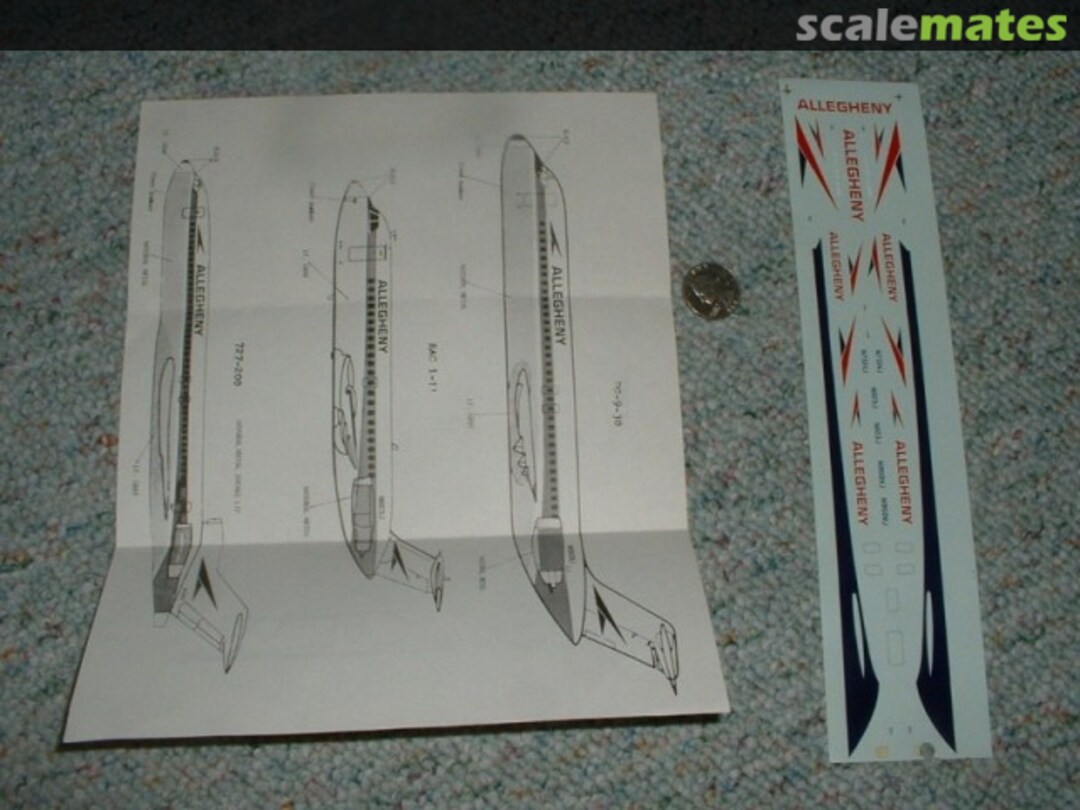 Boxart Allegheny Airlines: DC-9-30; 727-200; BAC 1-11 12 Fowler Aviation Decals