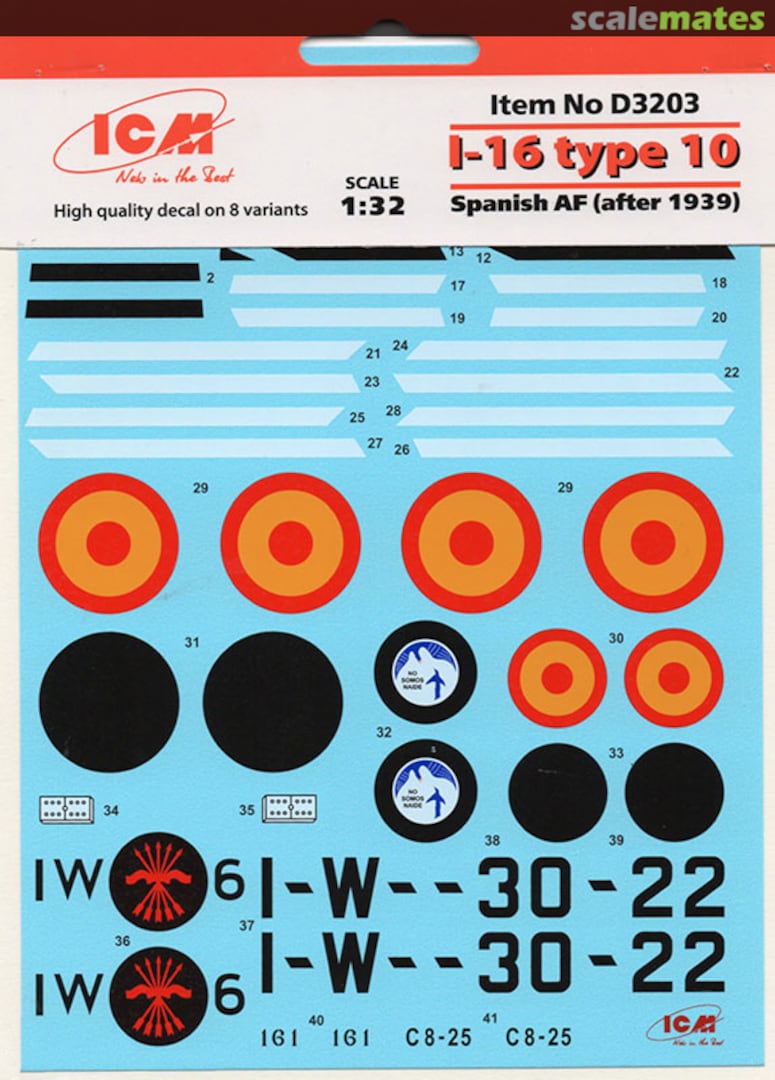 Boxart Polikarpov I-16 Type 10 Spanish Air Force (after 1939) D3203 ICM