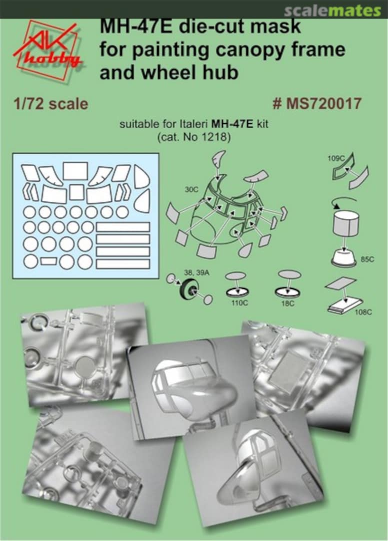 Boxart MH-47E die-cut mask for painting canopy frame and wheel hub MS720017 AK Hobby