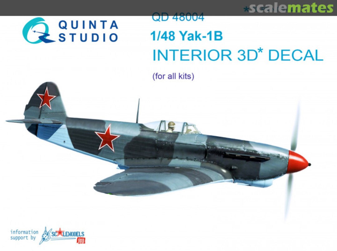 Boxart Yak-1B (late production) interior 3D decals QD48004 Quinta Studio