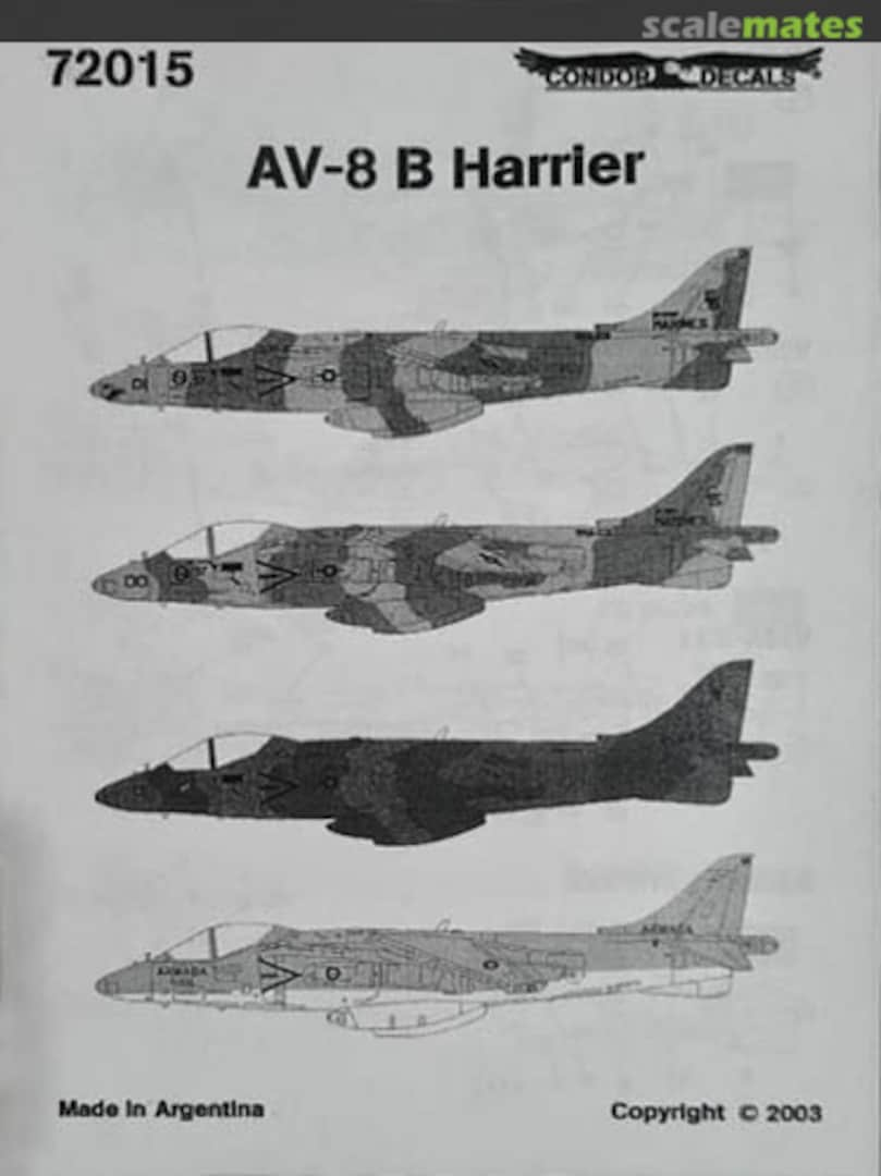 Boxart AV-8B Harrier 72015 Condor Decals