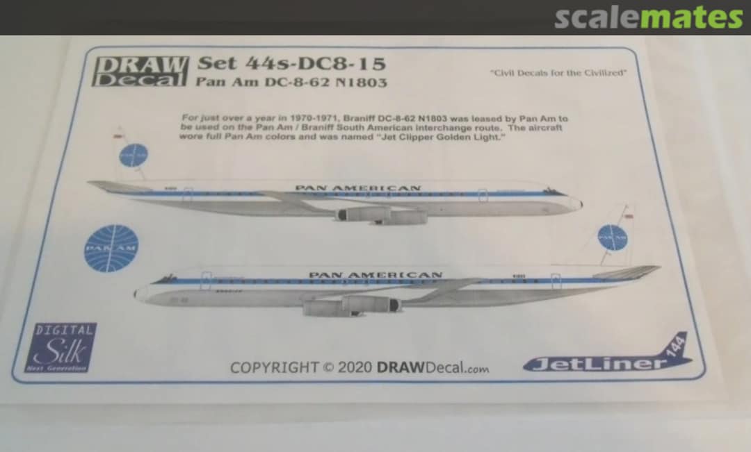 Boxart Pan American DC-8-62 N1803 44-DC8-15 Draw Decal