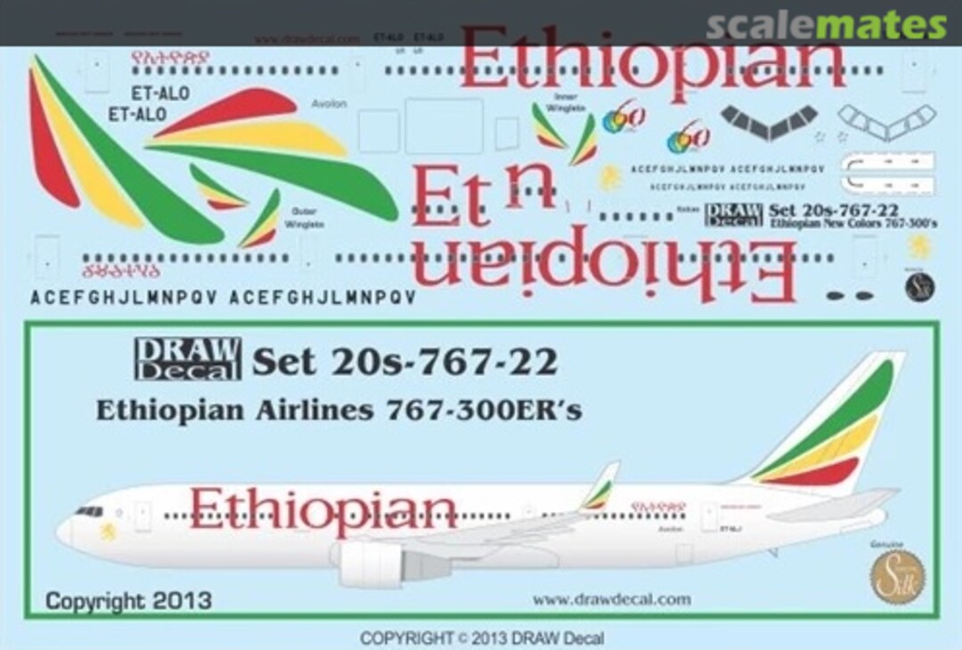 Boxart Ethiopian 767-300ERs 20-767-22 Draw Decal