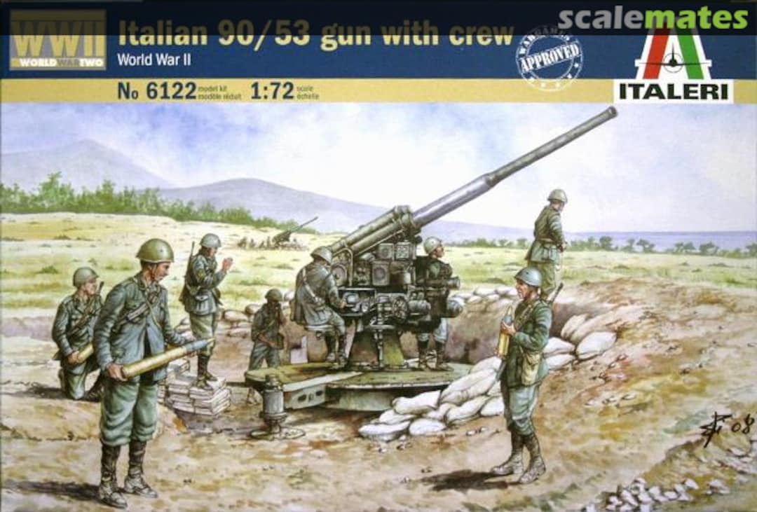 Boxart Italian 90/53 gun with Crew 6122 Italeri