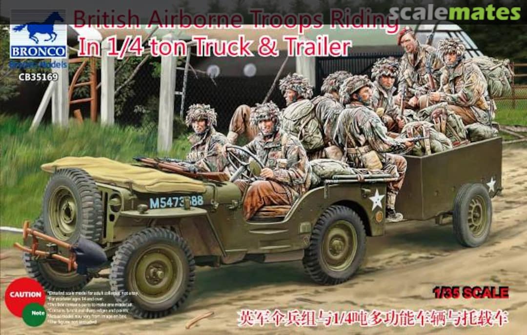 Boxart Airborne Troops Riding In 1/4 ton Truck & Trailer CB35169 Bronco