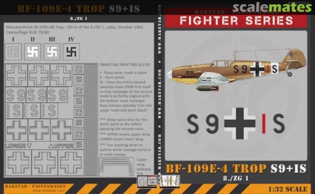 Boxart Messerschmitt Bf-109E-4 Trop S9+IS MM32083K Maketar