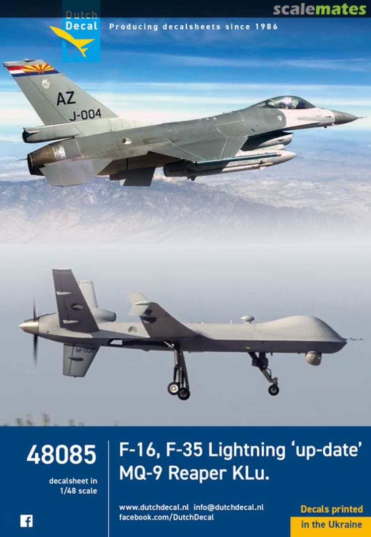 Boxart F-16, F-35 Lightning 'up-date', MQ-9 Reaper KLu DD48085 Dutch Decal