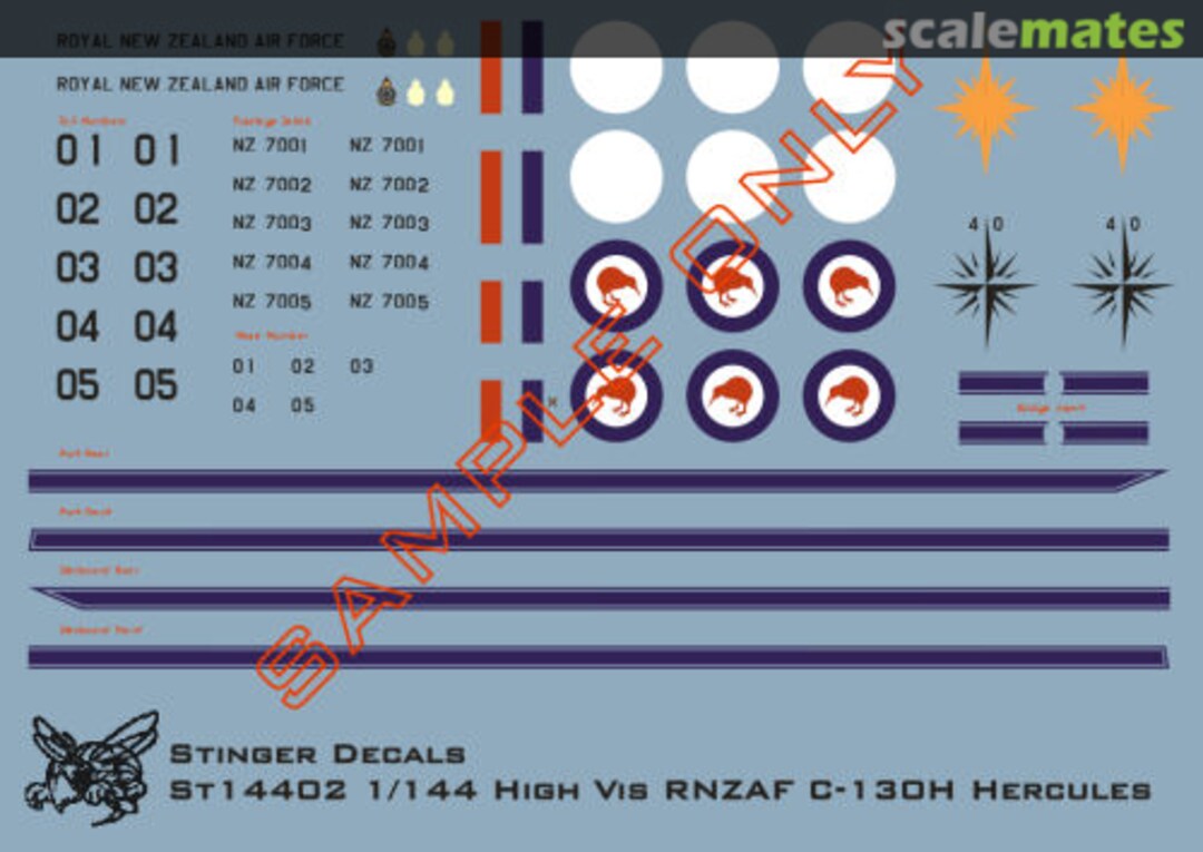 Boxart RNZAF C-130H Hercules (High Vis Scheme) ST14402 Stinger Decals