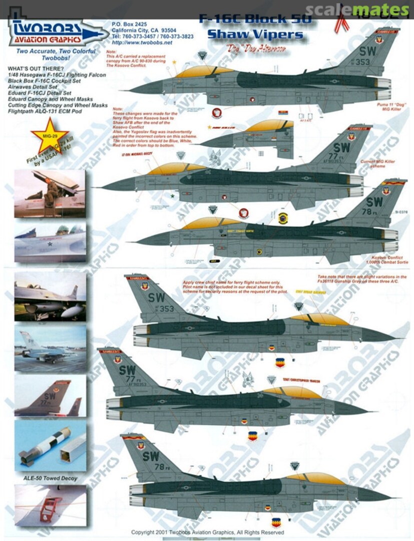 Boxart F-16C Block 50 Shaw Vipers 48-024 TwoBobs Aviation Graphics