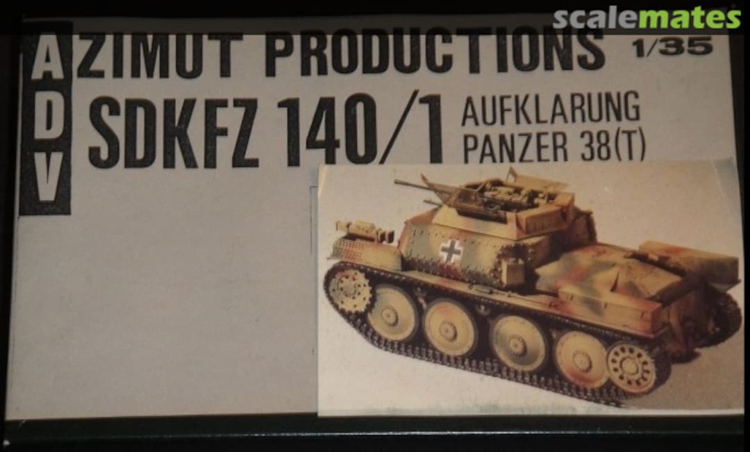 Boxart Sd.Kfz.140/1 Aufklarungpanzer 38(t) tank conversion 35108 ADV Azimut