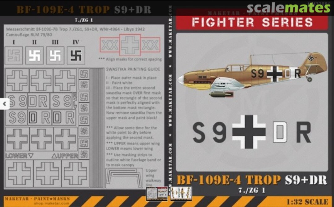 Boxart Messerschmitt Bf-109E-7B Trop S9+DR MM32084K Maketar