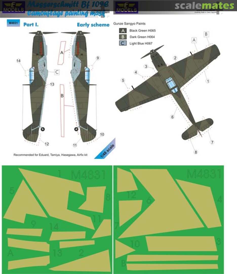 Boxart Messerschmitt Bf 109E - Early Pt.1 Camouflage Painting Mask M4831 LF Models