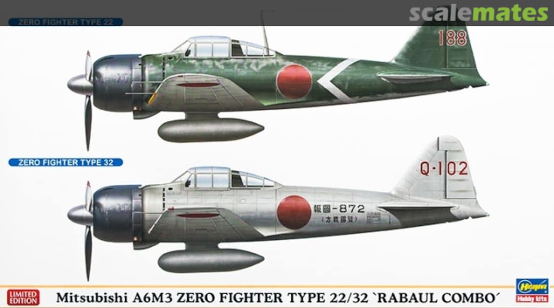 Boxart Mitsubishi A6M3 Zero Fighter Type 22/32 'Rabaul Combo' 02077 Hasegawa