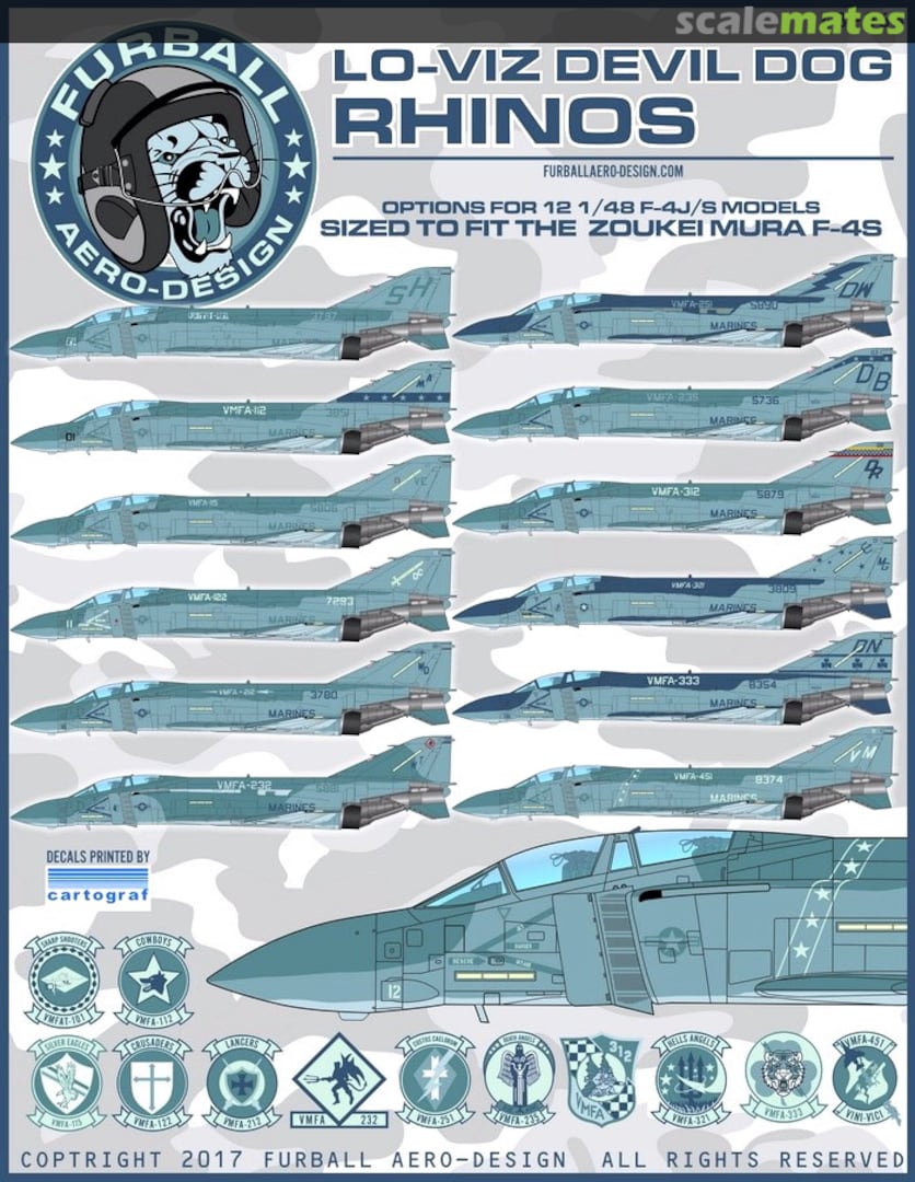 Boxart Lo-Viz Devil Dog Rhinos 48-063 Furball Aero-Design