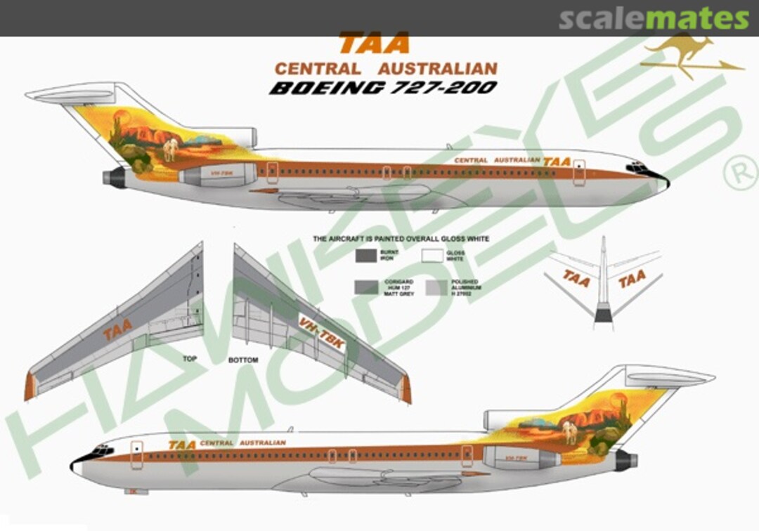 Boxart TAA, Boeing 727-276, Central Australian Scheme CDS-010 Hawkeye Models