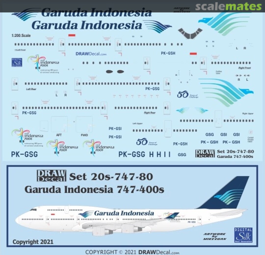 Boxart Garuda Indonesia 747-400s 20-747-80 Draw Decal