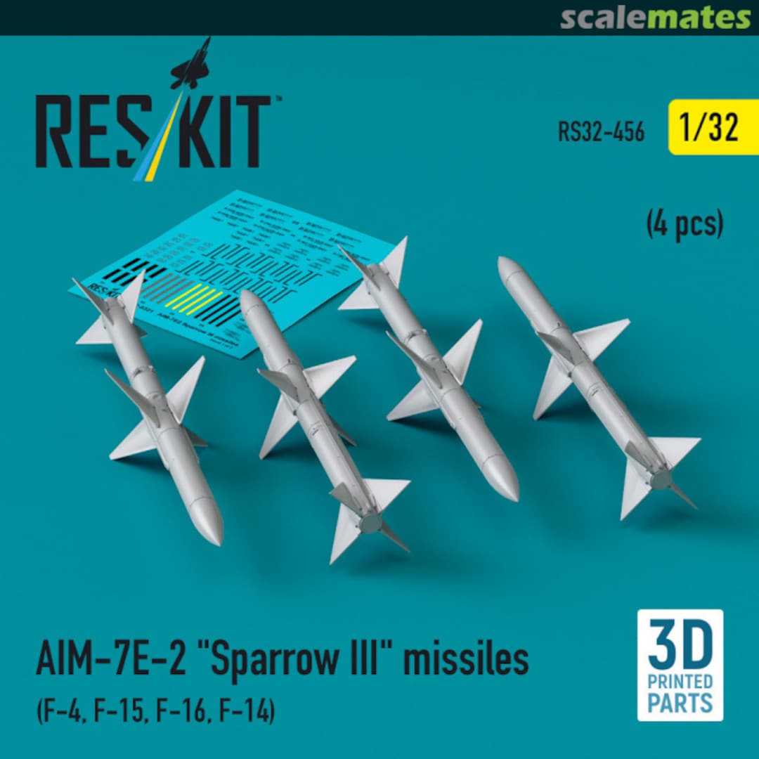 Boxart AIM-7E-2 Sparrow III missiles (4 pcs) RS32-0456 ResKit