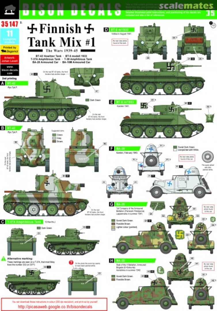 Boxart Finnish Tank Mix #1 35147 Bison Decals