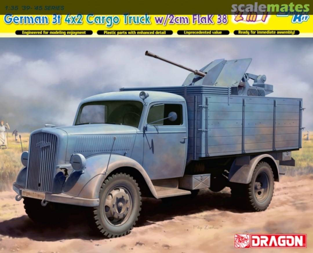 Boxart 3t 4x2 Truck w/2cm FlaK 38 6828 Dragon