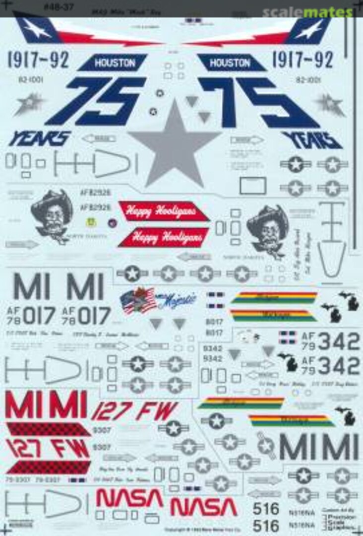 Boxart F-16'S, TEXAS, MI, ND, NASA 48-37 Experts-Choice Decal