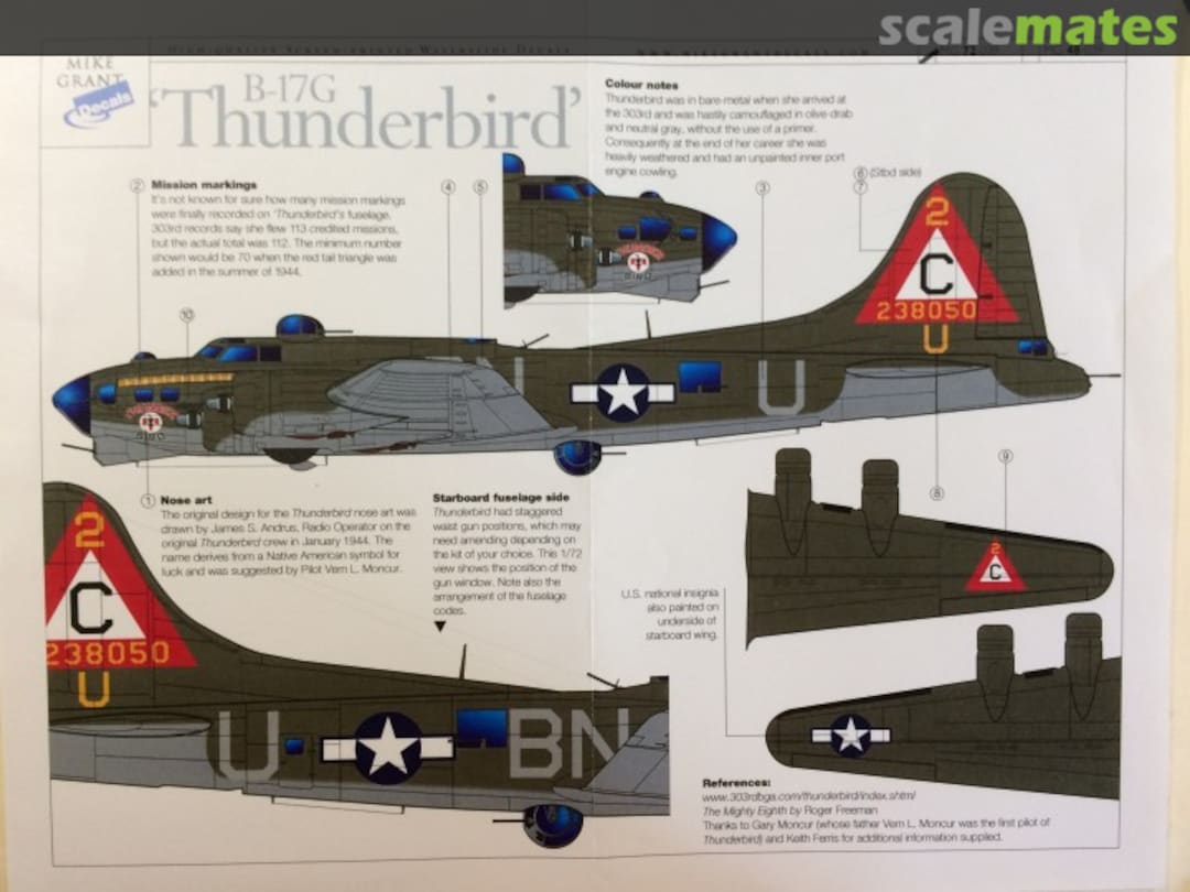 Boxart B-17G "Thunderbird" MG 72-039 Mike Grant Decals