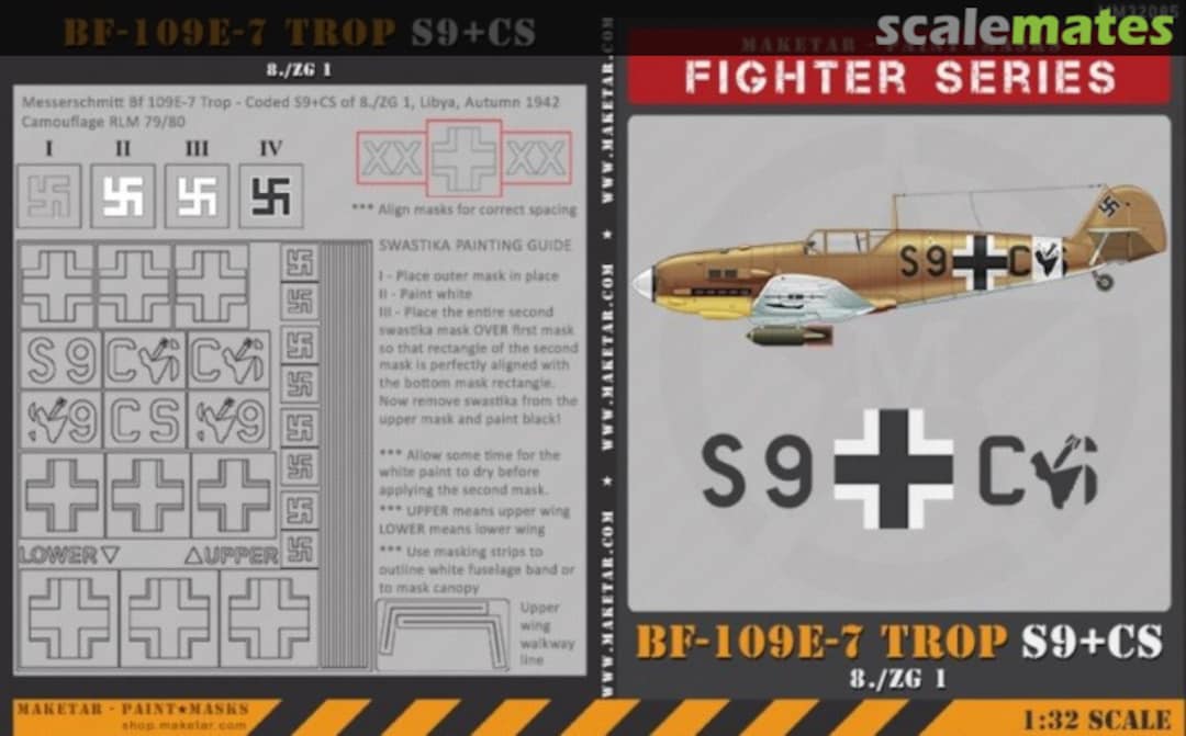 Boxart Messerschmitt Bf-109E-7 Trop S9+CS MM32085K Maketar