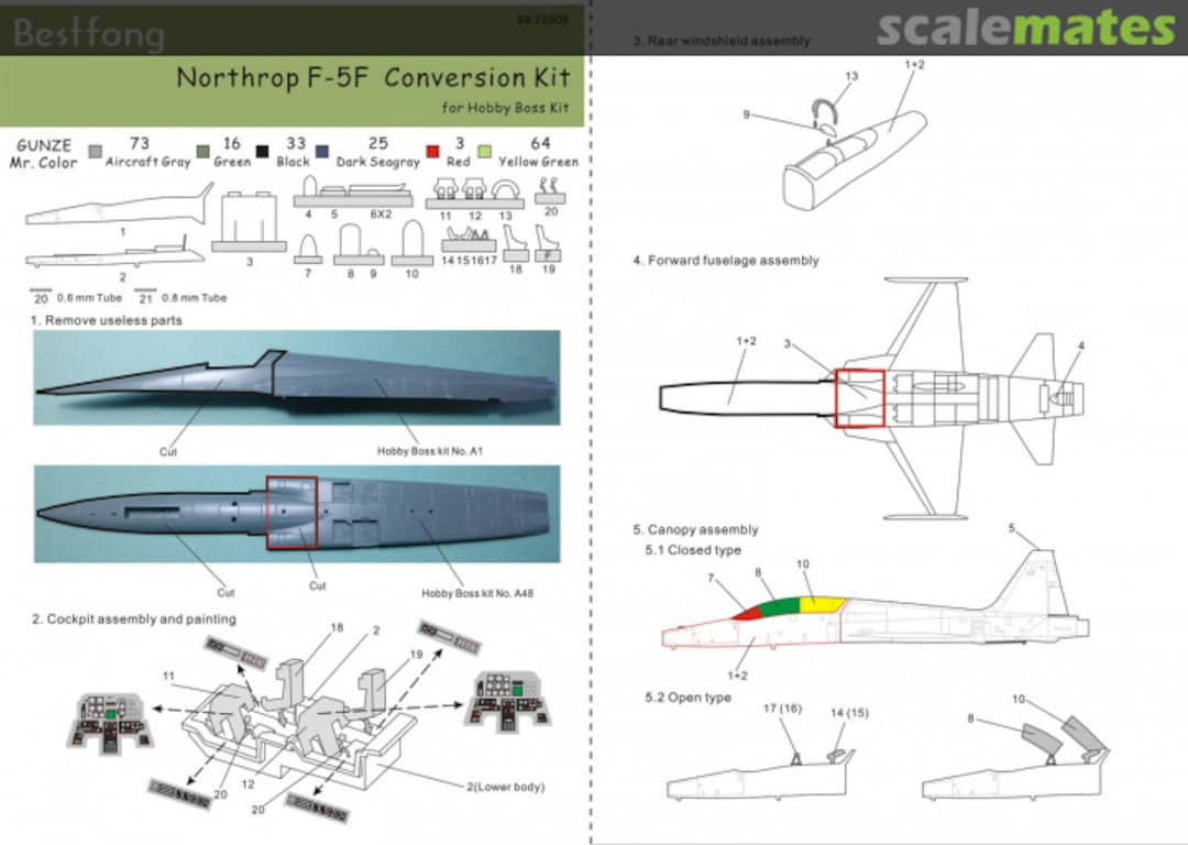 Boxart F-5F Conversion kit W/2 Ejection seats BR72008 Bestfong