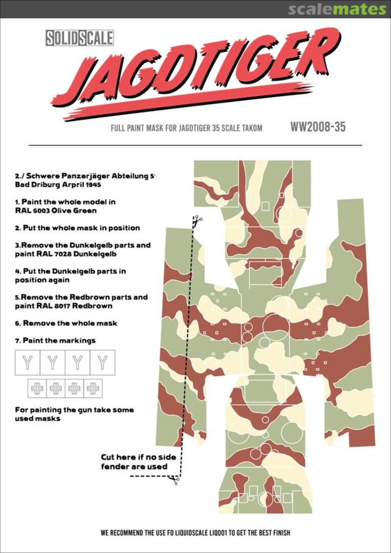 Boxart Jagdtiger ' Y ' for Takom Kit Painting Mask WW2008-35 Solid Scale