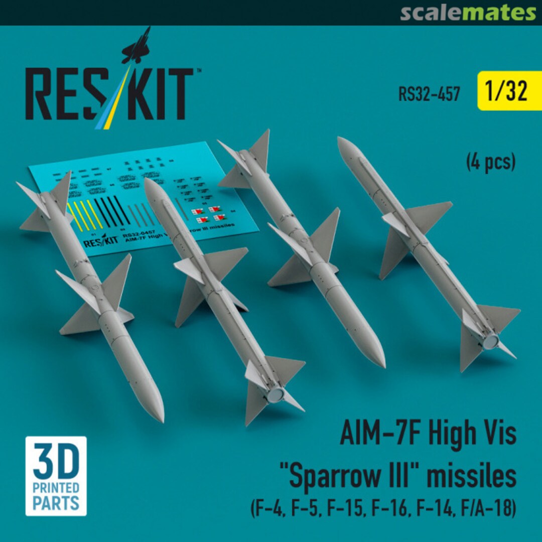 Boxart AIM-7F High Vis Sparrow III missiles (4 pcs) RS32-0457 ResKit