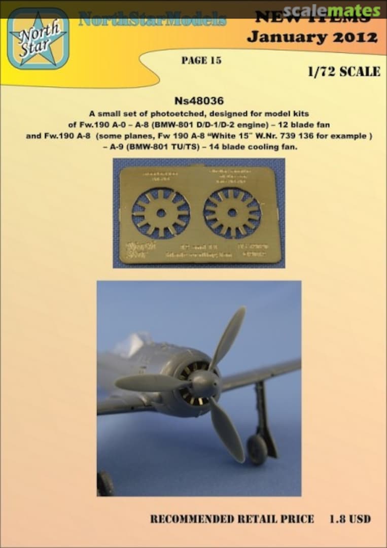 Boxart FW.190 12 and 14 blade cooling fan NS72020 North Star Models