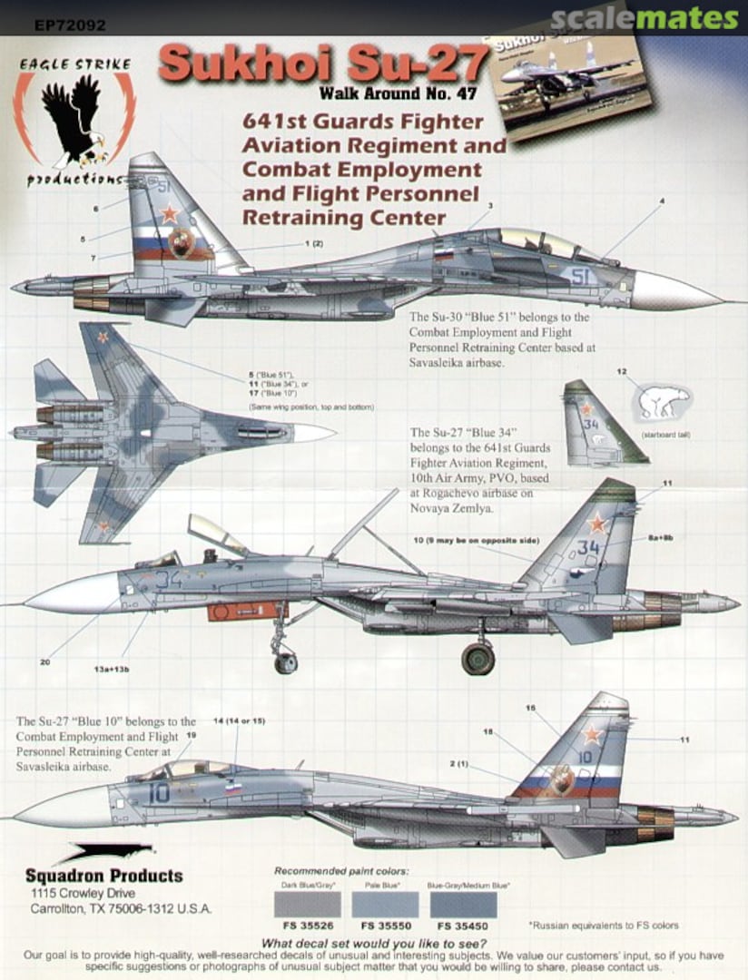 Boxart Sukhoi Su-27 641IAP PVO & CEPRC EP72092 Eagle Strike Productions