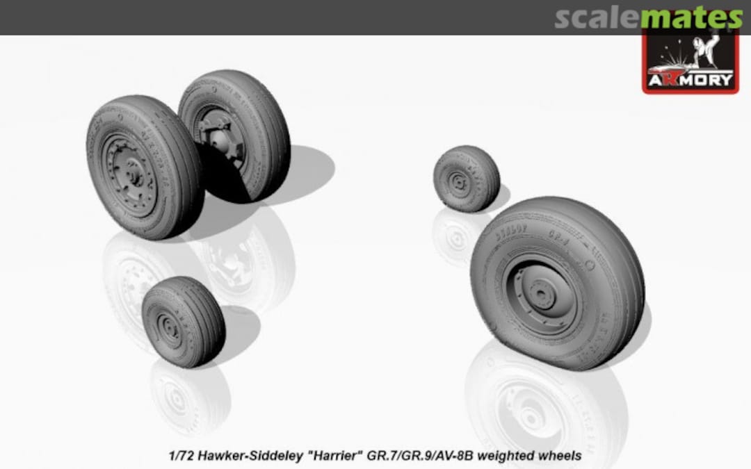 Boxart Hawker-Siddeley Harrier GR.7/GR.9/AV-8B weighted wheels, weighted AW72405 Armory