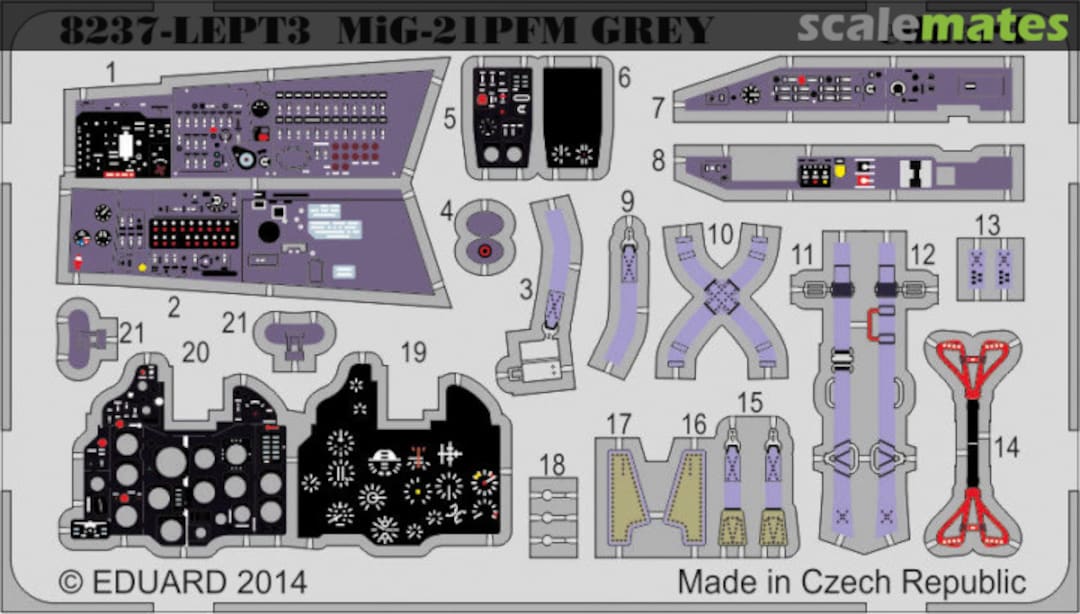 Boxart MiG-21PFM PE-set GREY 8239-LEPT3 Eduard