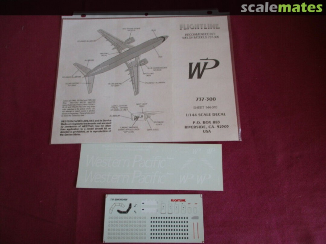 Boxart Western Pacific 737-300 Logojet 144-010 Flightline Decals