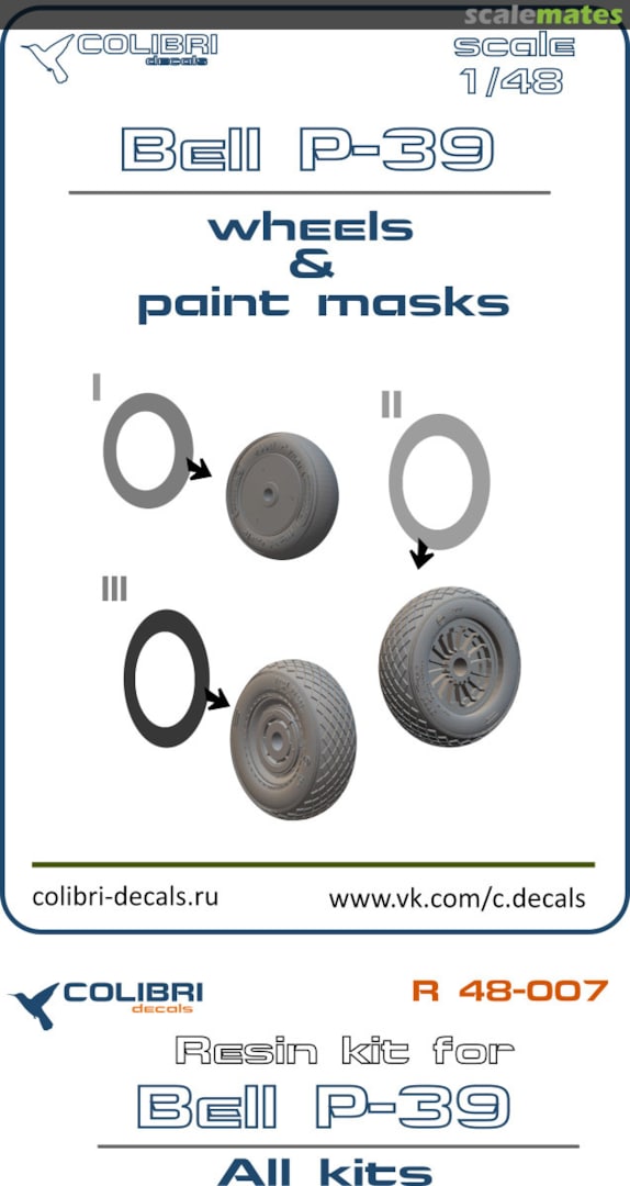 Boxart Bell P-39 & P-63-1 Wheels & Paint Mask R48-007 Colibri Decals