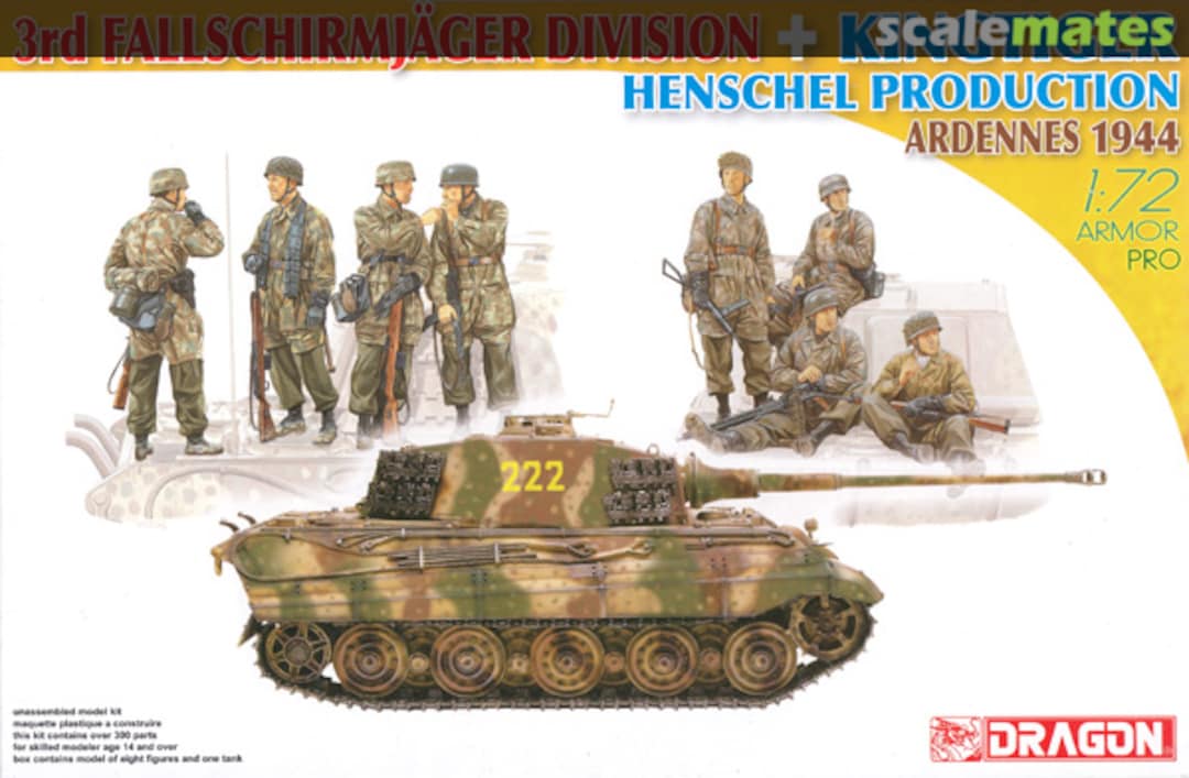 Boxart 3rd Fallschirmjäger Division + King Tiger Henschel Production 7400 Dragon