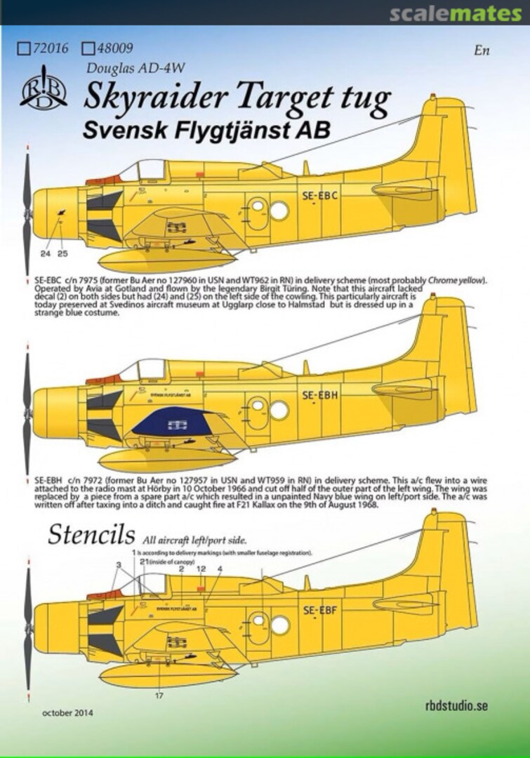 Boxart Skyraider Target Tug 72016 RB Decals