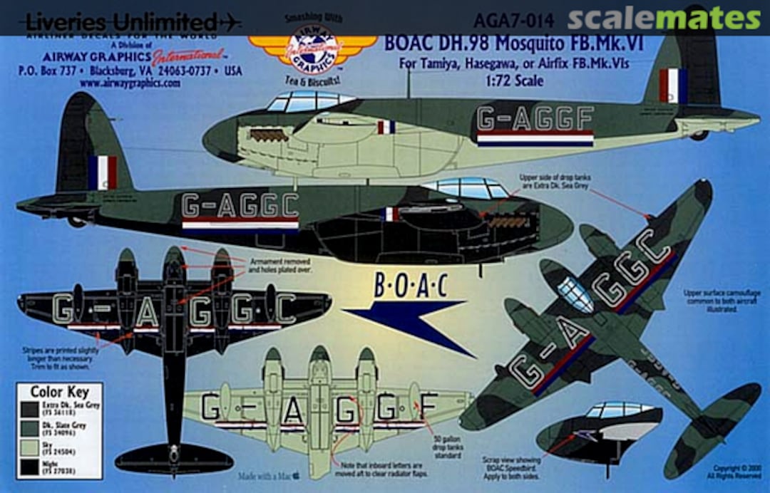 Boxart BOAC DH.98 Mosquito FB.Mk.VI AGA7-014 Liveries Unlimited/Airway Graphics